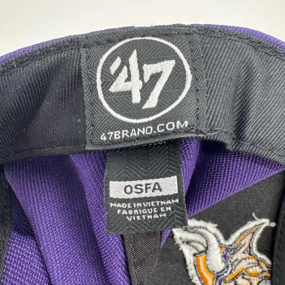 Minnesota Vikings 47 Brand NFL Hat Purple‎ Black Adjustable OSFA Baseball Cap